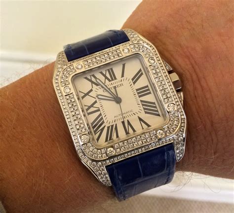 large cartier watch|cartier santos 100 diamond bezel.